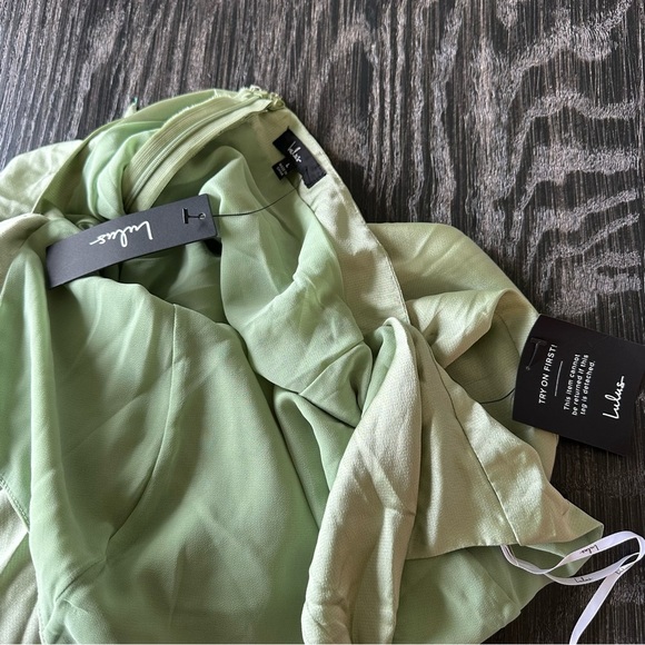 Lulus Days Like Today Sage Green Satin Asymmetrical Tie-Back Midi Dress, Large - Picture 6 of 9